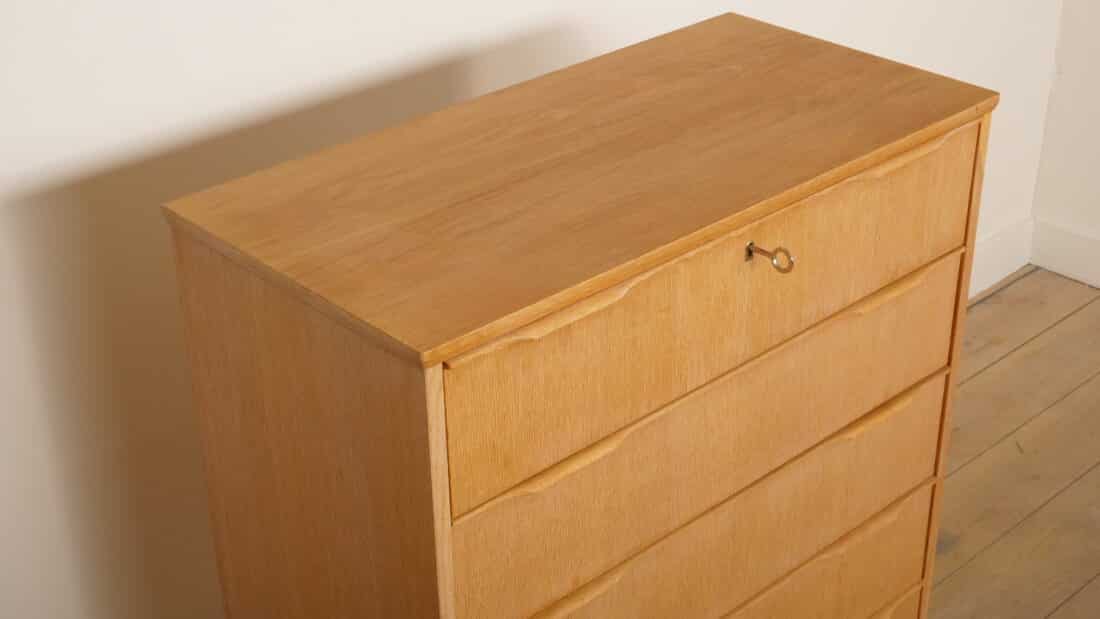 Vintage Deense Ladekast Eiken 5 Lades 112 Cm Vintage Deense Ladekast Eiken 5 Lades 112 Cm