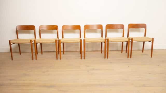 6 X Vintage Eetkamerstoelen Niels Otto Mller Model 75