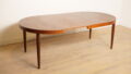 Vintage round dining table | extendable | teak | 112 cm - 210 cm