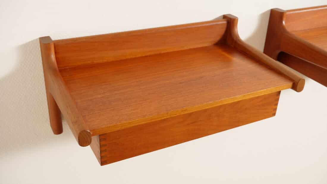 Set Deense Zwevende Nachtkastjes Teak Vintage Set Deense Zwevende Nachtkastjes Teak Vintage