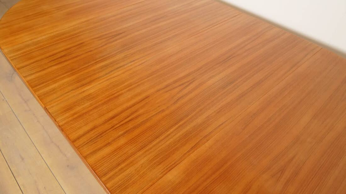 Vintage Eettafel Rond Teak Uitschuifbaar 122 Cm Tot 222 Cm