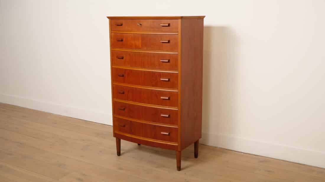 Vintage Deense Ladekast Teak 7 Lades 122 Cm Vintage Deense Ladekast Teak 7 Lades 122 Cm