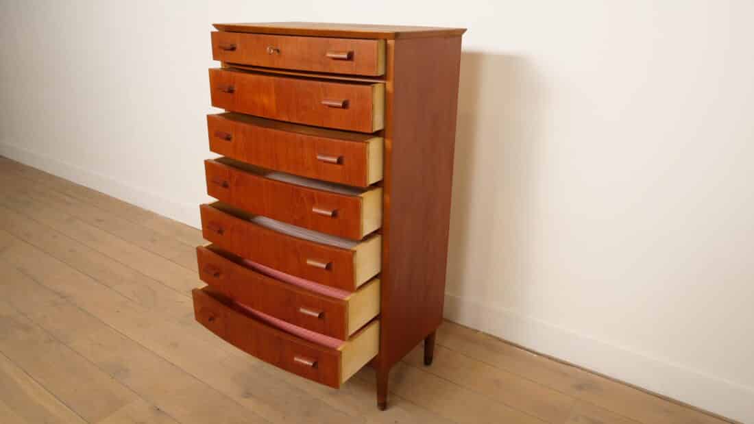 Vintage Deense Ladekast Teak 7 Lades 122 Cm Vintage Deense Ladekast Teak 7 Lades 122 Cm