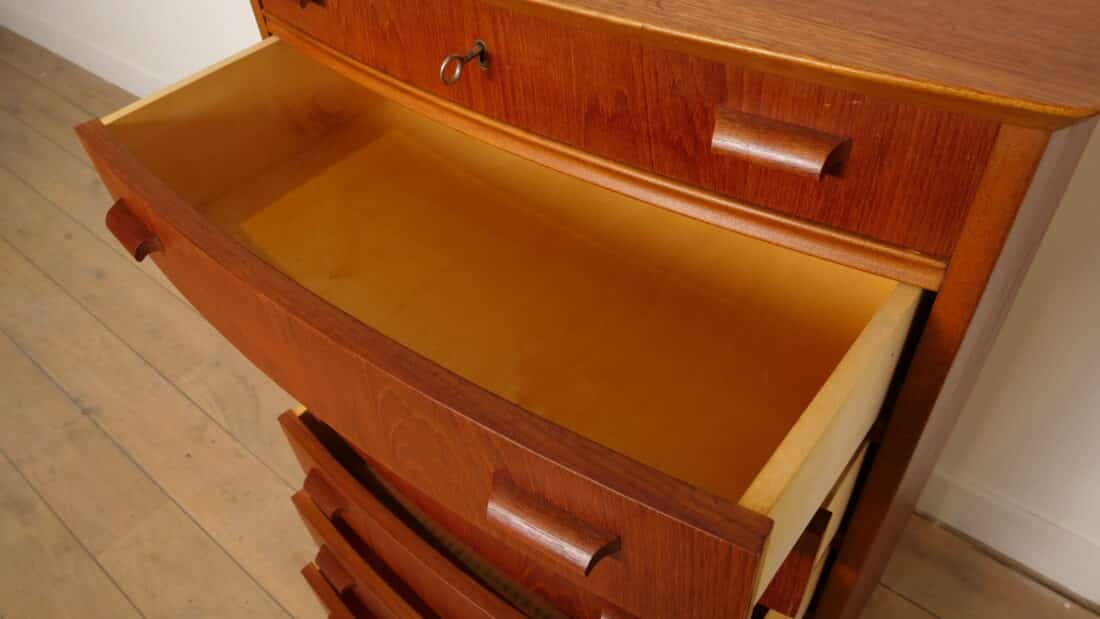 Vintage Deense Ladekast Teak 7 Lades 122 Cm Vintage Deense Ladekast Teak 7 Lades 122 Cm