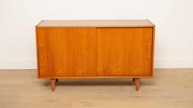 Vintage Sideboard With Sliding Doors Teak 120 Cm