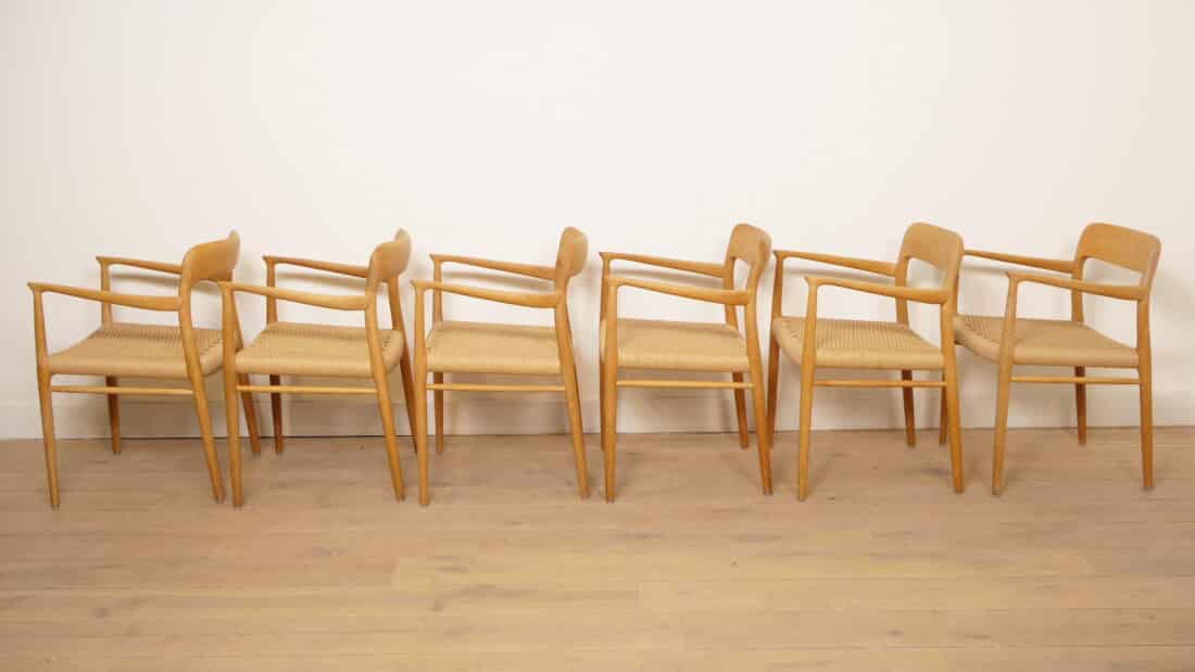6 X Niels Otto Moller Eetkamerstoelen Model 56 Eiken Gerestaureerd
