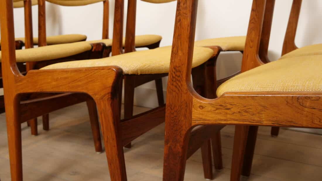 8 X Eetkamerstoelen Palissander Opnieuw Gestoffeerd