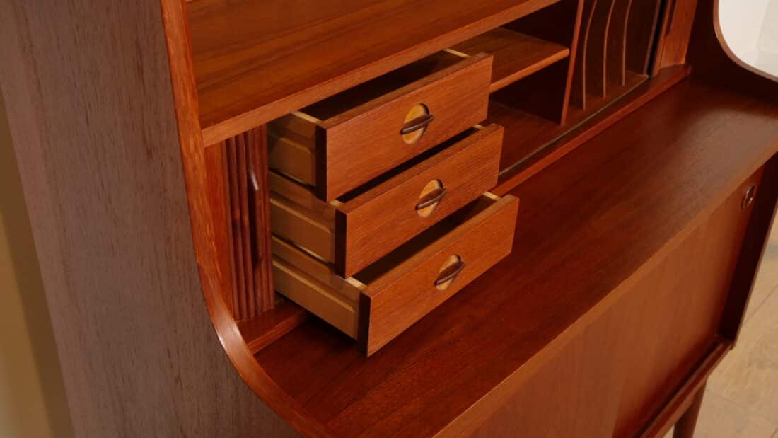 Vintage Boekenkast Secretaire Teak Johannes Sorth