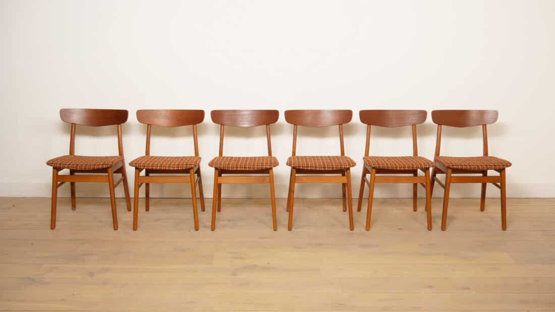 6 X Vintage Eetkamerstoel Farstrup Model 210
