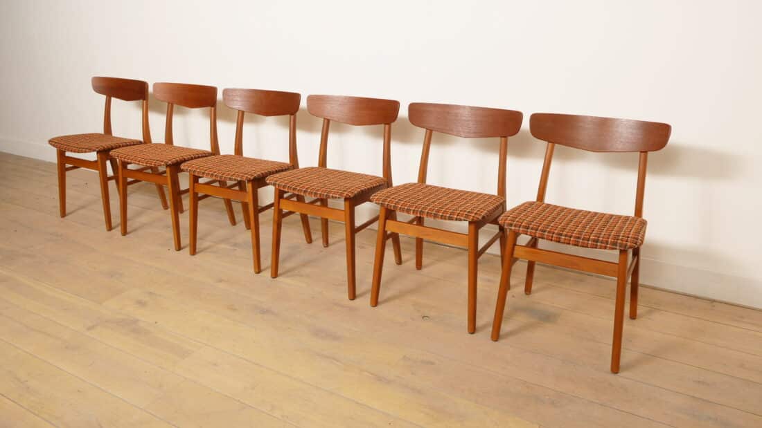 6 X Vintage Eetkamerstoel Farstrup Model 210