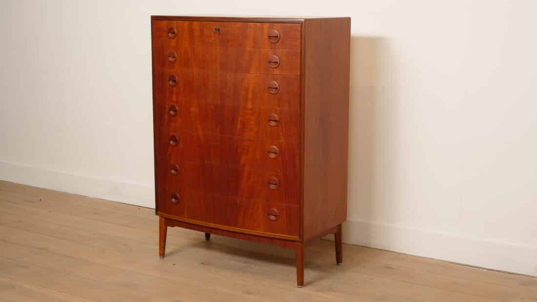 Vintage Deense Ladekast Teak 7 Lades 114 Cm