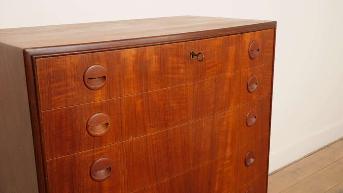 Vintage Deense Ladekast Teak 7 Lades 114 Cm