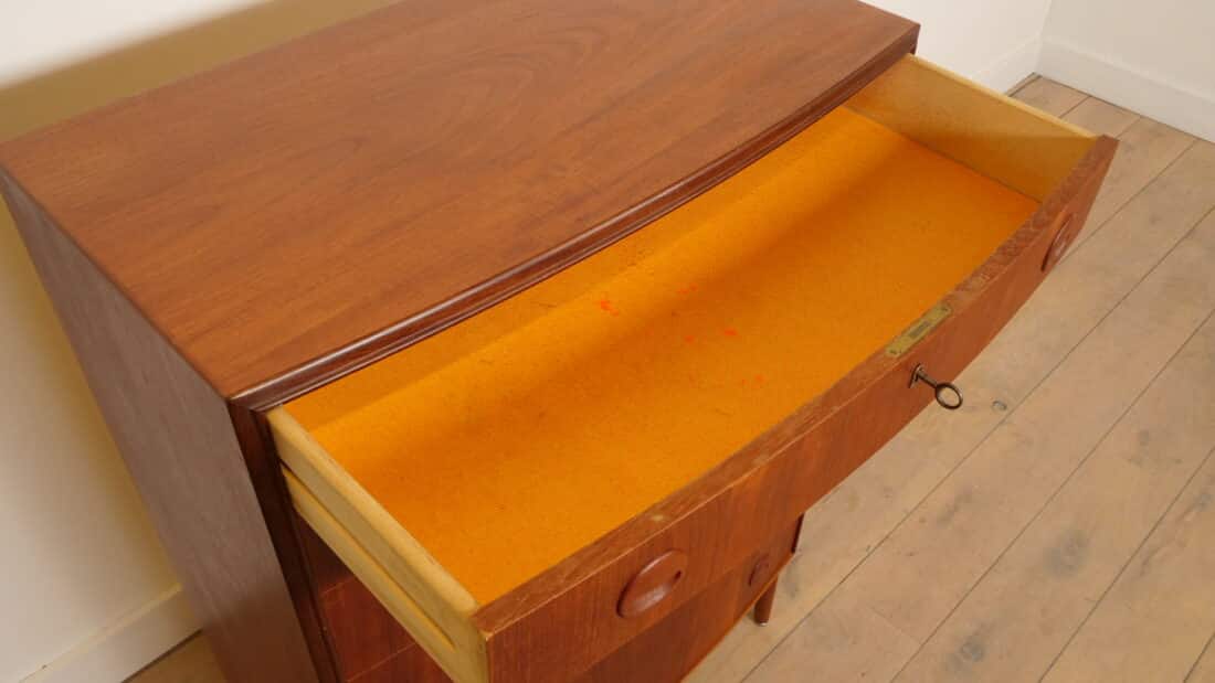 Vintage Deense Ladekast Teak 7 Lades 114 Cm