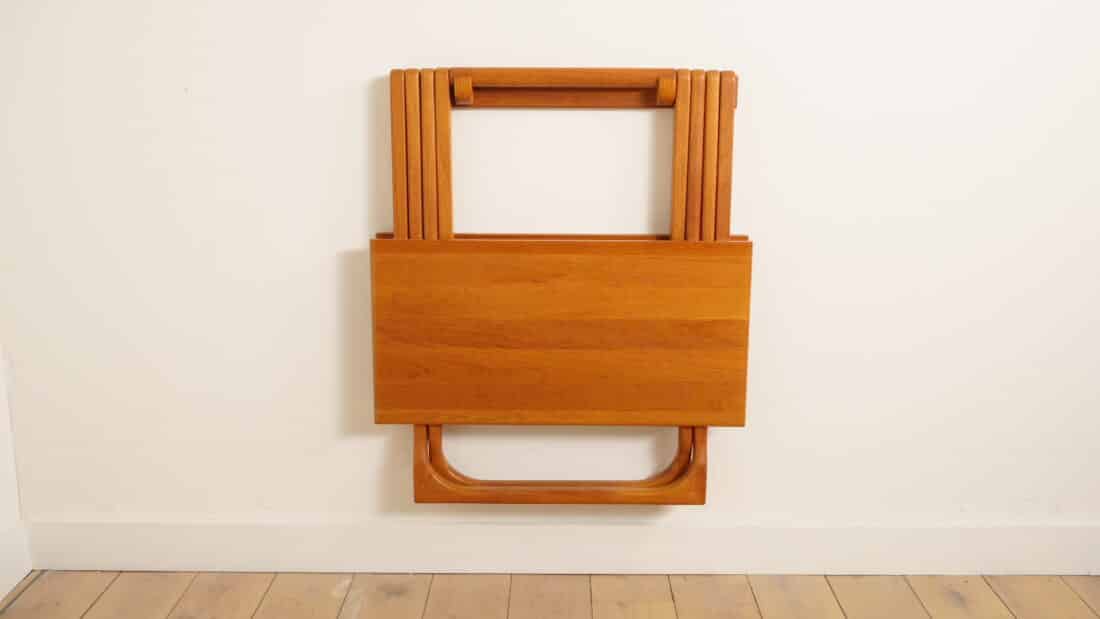 Compacte Vintage Eettafel Inklapbaar Massief Teak