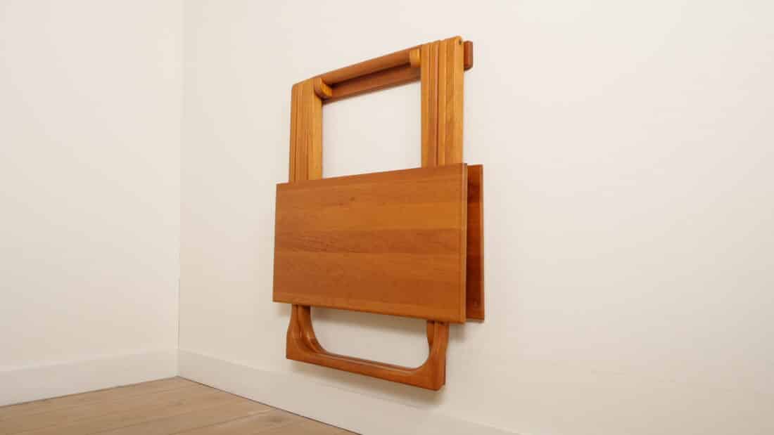 Compacte Vintage Eettafel Inklapbaar Massief Teak