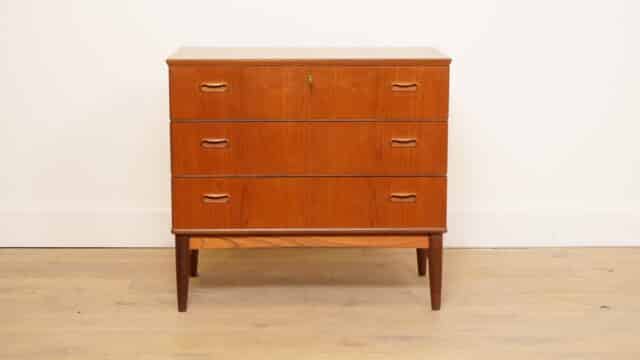 Vintage Deense Ladekast Teak 3 Lades