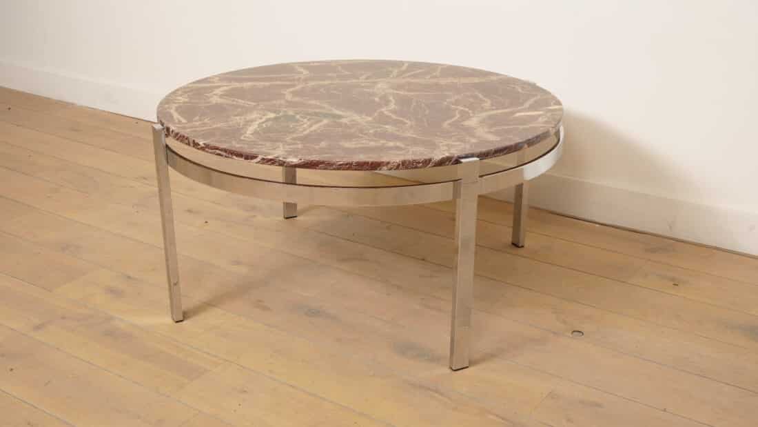 Vintage Salontafel Marmer Chroom