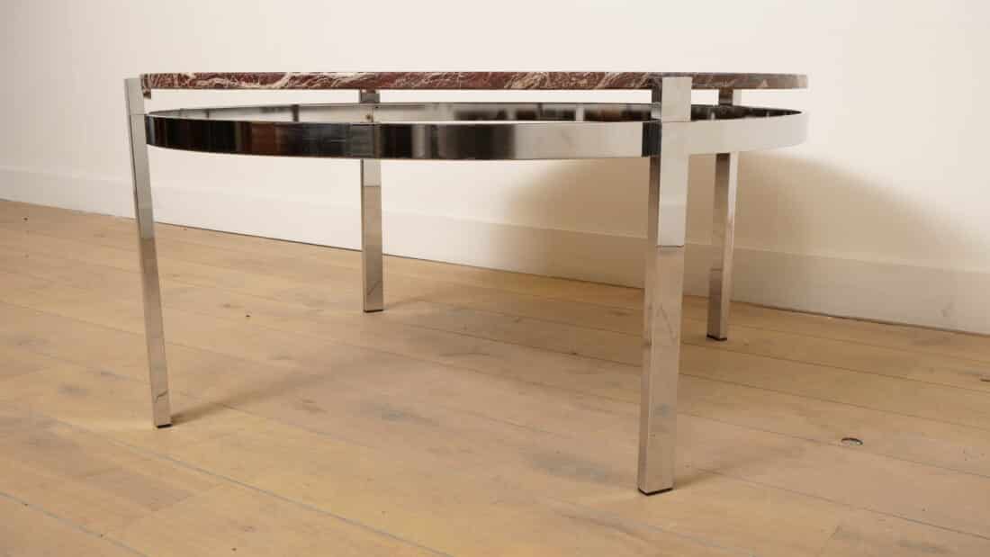 Vintage Salontafel Marmer Chroom