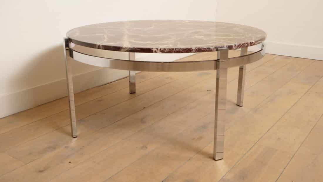 Vintage Salontafel Marmer Chroom