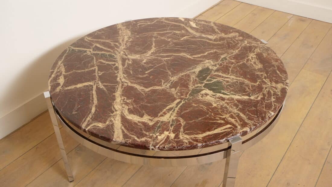 Vintage Salontafel Marmer Chroom