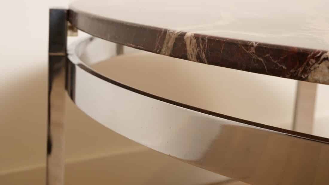 Vintage Salontafel Marmer Chroom