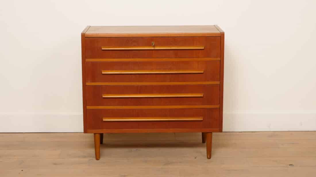 Vintage Ladekast 4 Lades Teak