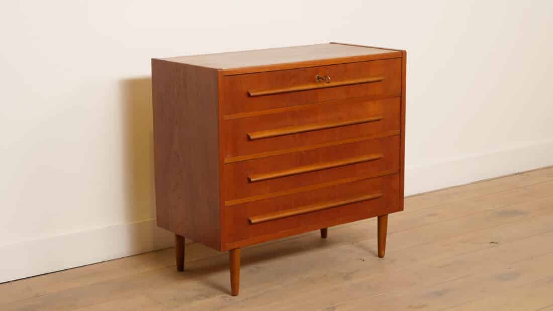 Vintage Ladekast 4 Lades Teak