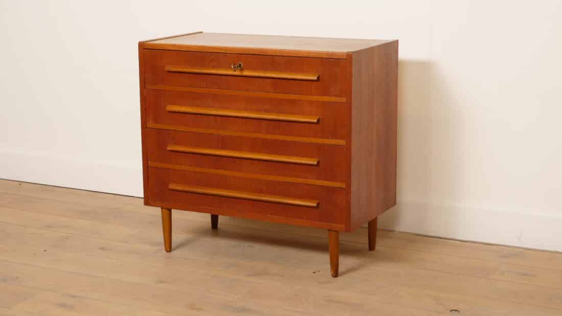 Vintage Ladekast 4 Lades Teak
