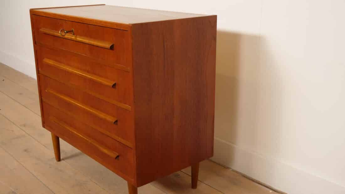 Vintage Ladekast 4 Lades Teak