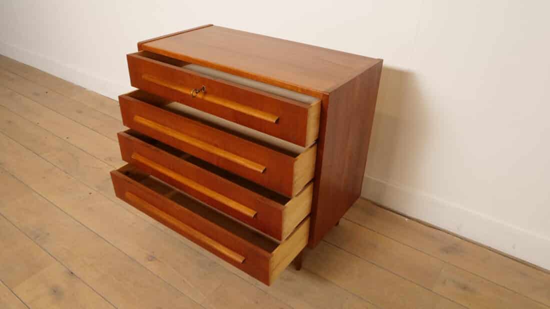 Vintage Ladekast 4 Lades Teak