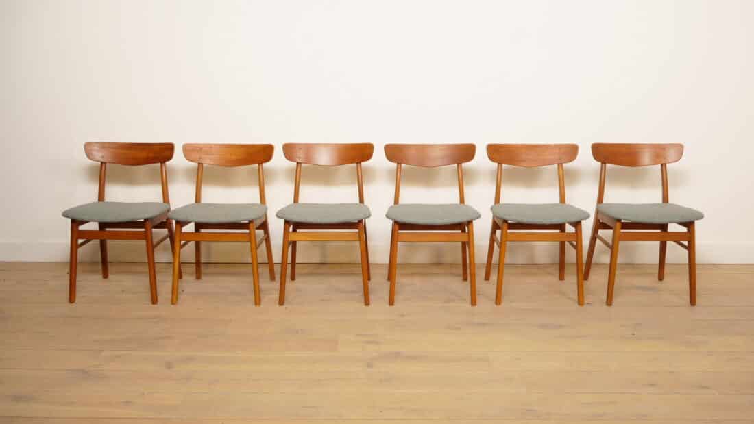 6 X Eetkamerstoel Farstrup Model 210 Opnieuw Gestoffeerd