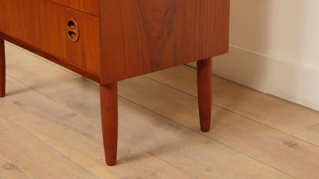 Vintage Deense Ladekast Teak 6 Lades 110 Cm