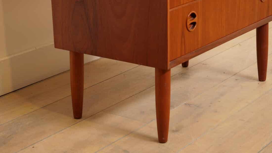 Vintage Deense Ladekast Teak 6 Lades 110 Cm