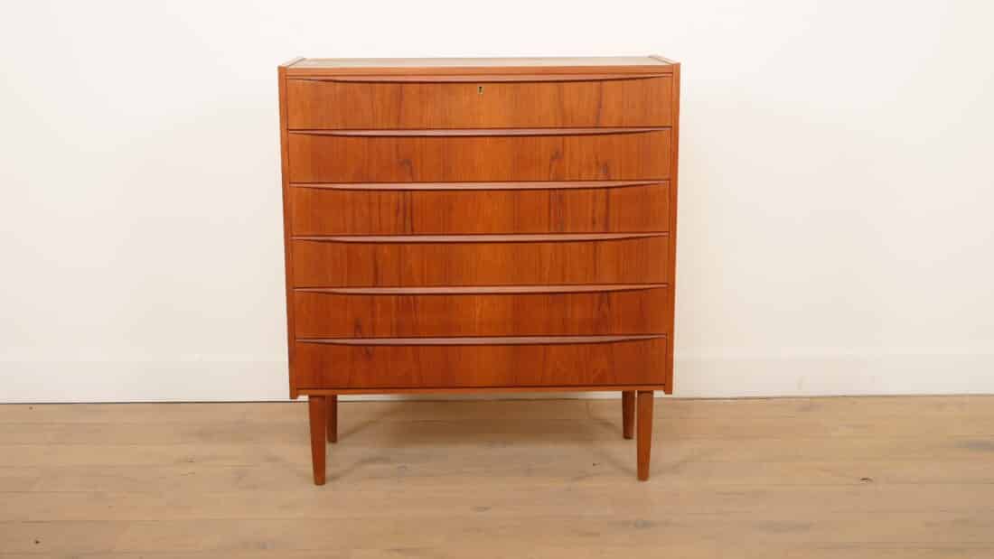 Vintage Ladekast 6 Lades 102 Cm Teak