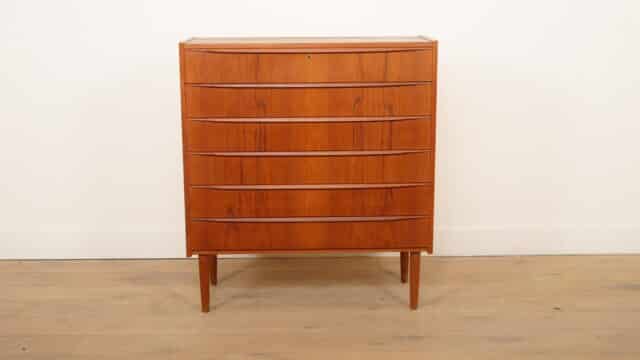 Vintage Ladekast 6 Lades 102 Cm Teak