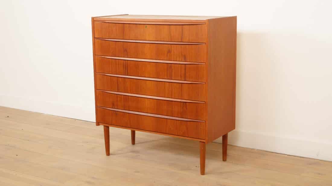 Vintage Ladekast 6 Lades 102 Cm Teak