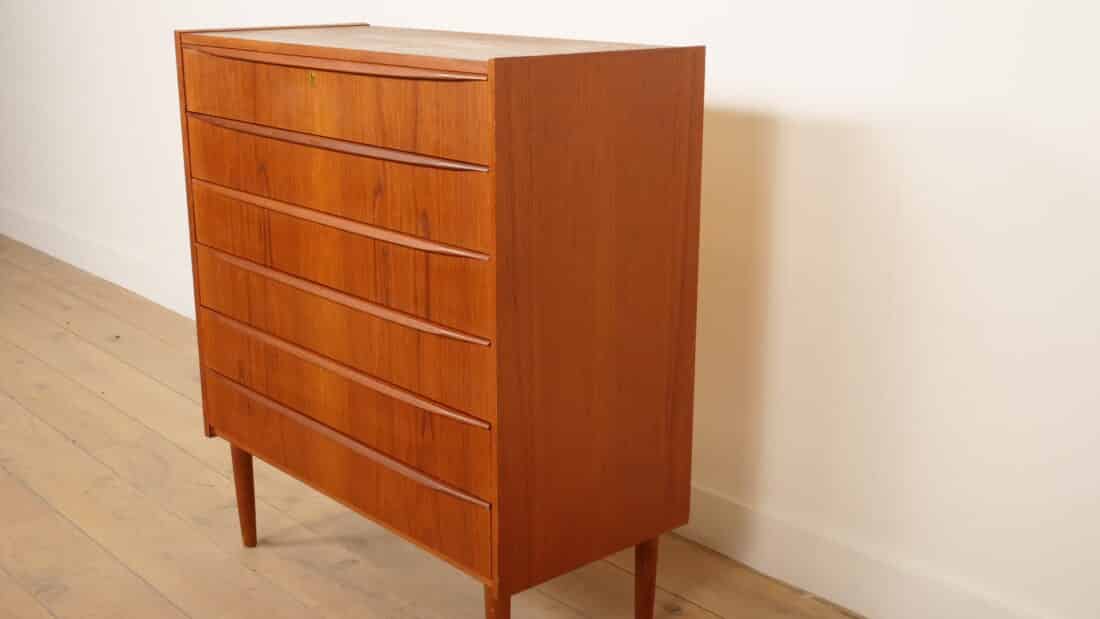 Vintage Ladekast 6 Lades 102 Cm Teak