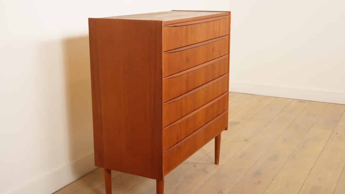 Vintage Ladekast 6 Lades 102 Cm Teak