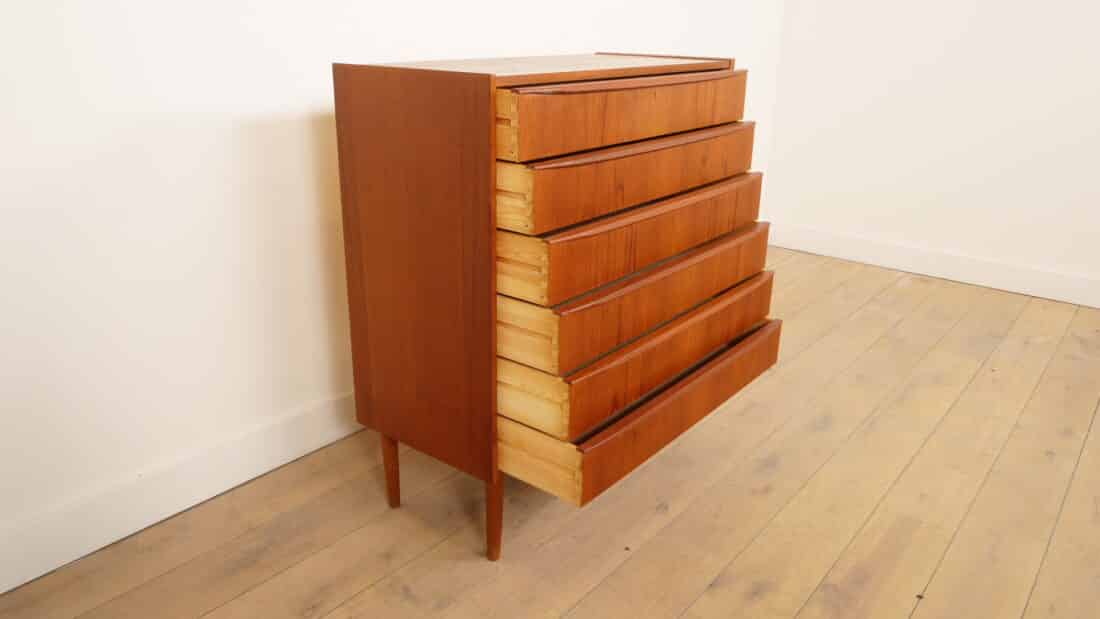 Vintage Ladekast 6 Lades 102 Cm Teak