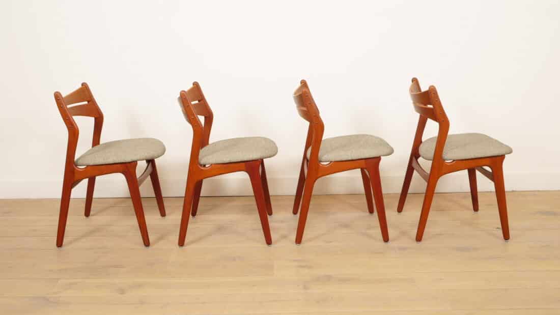 4 X Eetkamerstoelen Erik Buch Model 310 Teak Opnieuw Gestoffeerd