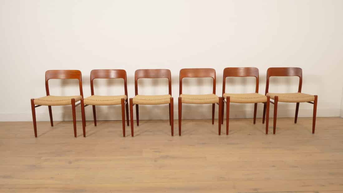 6 X Vintage Eetkamerstoelen Niels Otto Mller Model 75 Teak