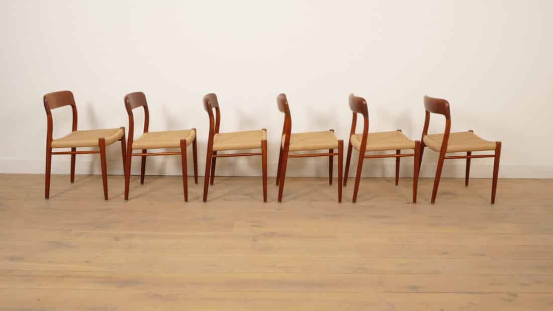 6 X Vintage Eetkamerstoelen Niels Otto Mller Model 75 Teak