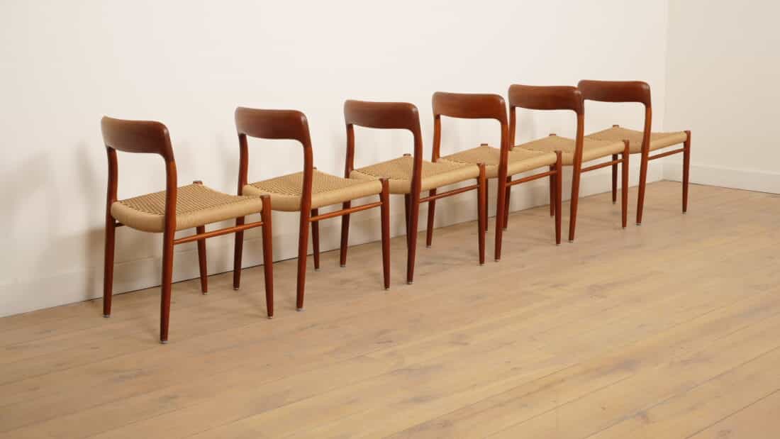 6 X Vintage Eetkamerstoelen Niels Otto Mller Model 75 Teak