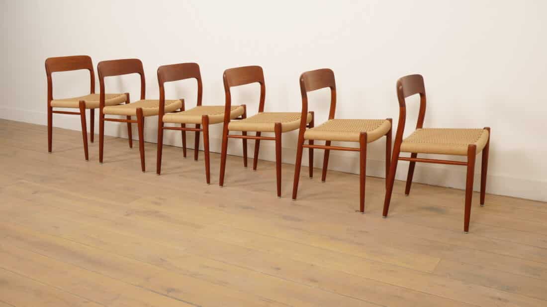 6 X Vintage Eetkamerstoelen Niels Otto Mller Model 75 Teak