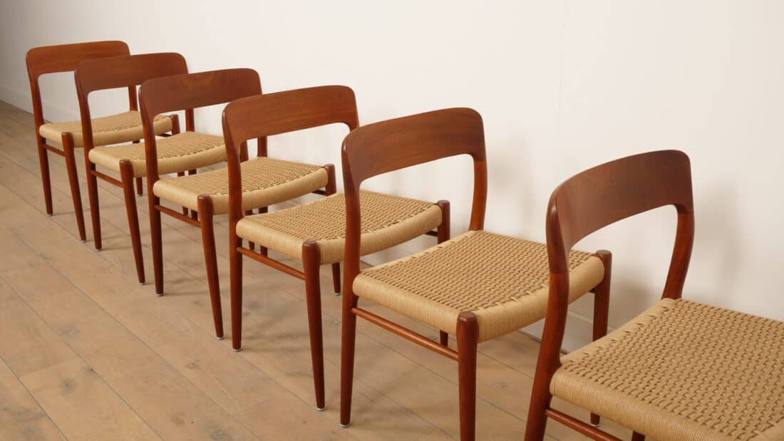 6 X Vintage Eetkamerstoelen Niels Otto Mller Model 75 Teak