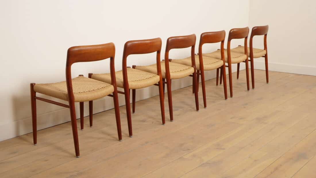 6 X Vintage Eetkamerstoelen Niels Otto Mller Model 75 Teak