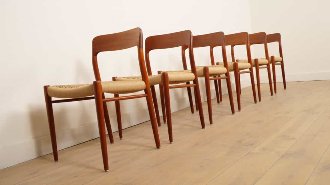 6 X Vintage Eetkamerstoelen Niels Otto Mller Model 75 Teak
