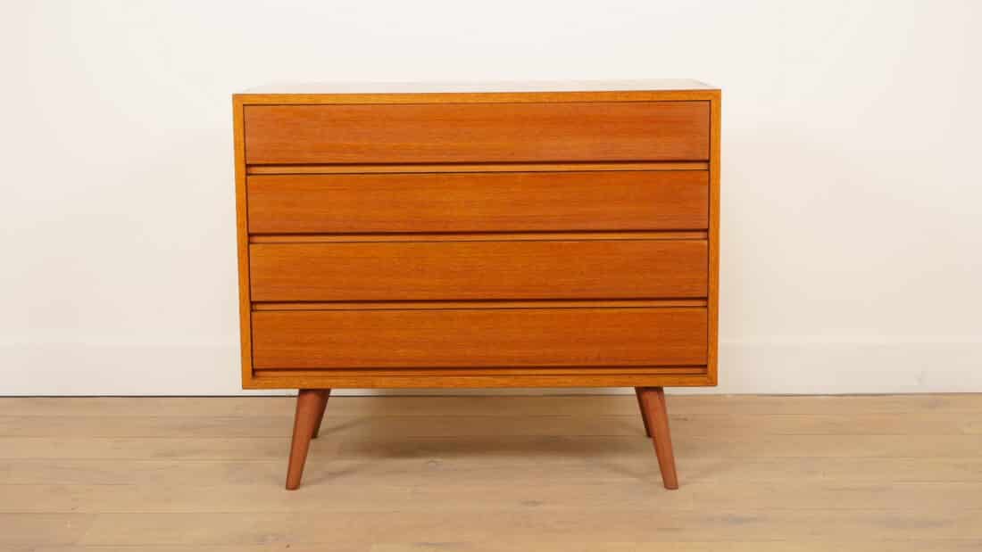 Vintage Ladekast 4 Lades Teak