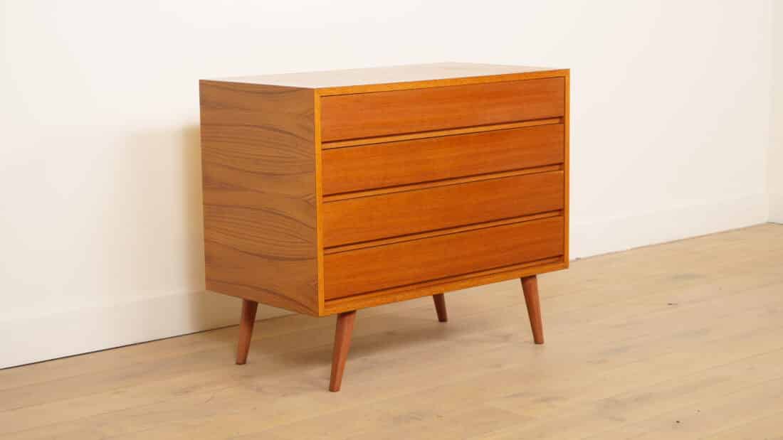Vintage Ladekast 4 Lades Teak