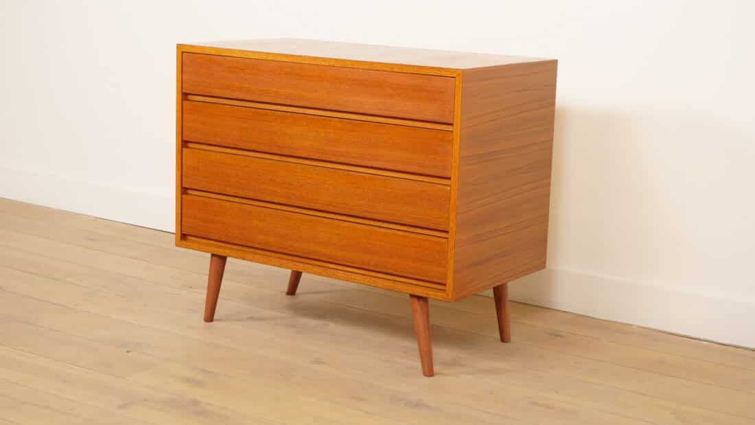 Vintage Ladekast 4 Lades Teak
